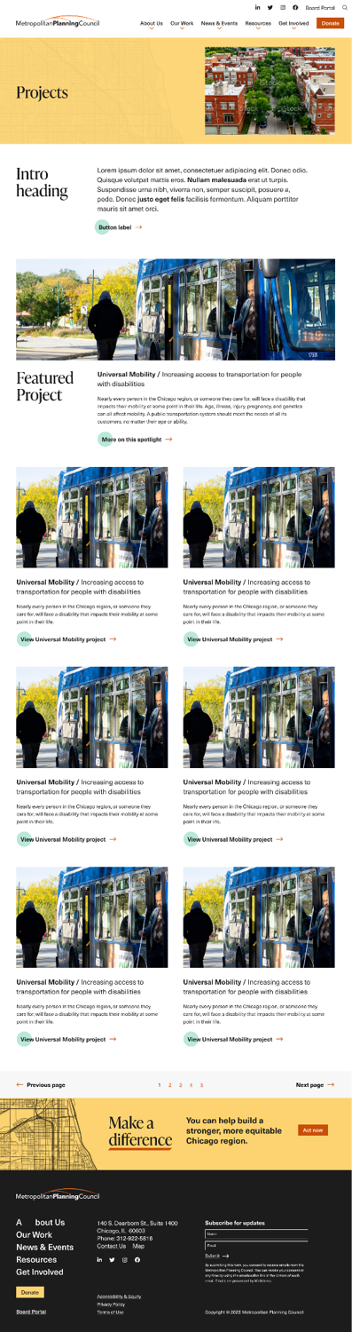 Finished page built from content blocks